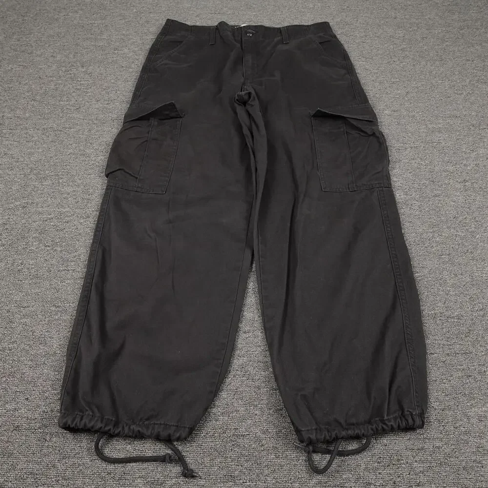 Levi's Cargo Pants Mens 32x30 Black 94 Baggy Wide Leg Cuffed Canvas Casual